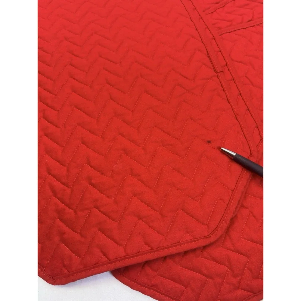 Set of 6 Red Holiday Cotton Quilted Rectangular Placemats, Solid Multipurpose